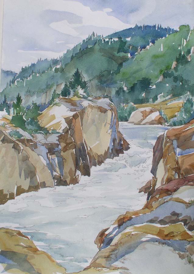 Watercolor Cal Salmon River