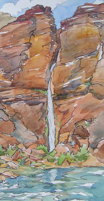 deer creek falls grand canyon watercolor painting